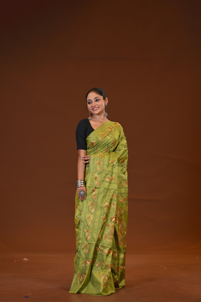 Image of Blended Silk Kantha Saree