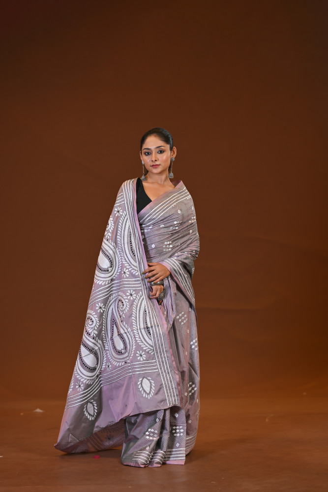 Image of Blended Silk Kantha Saree