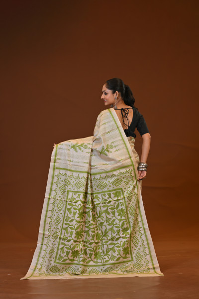 Pure Silk Kantha Stitch Saree