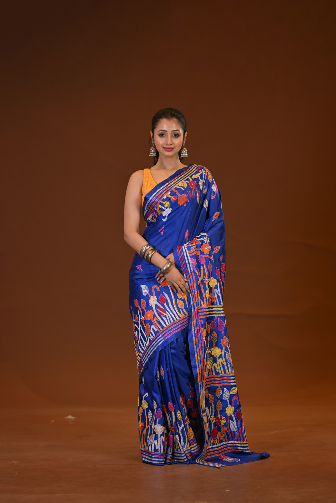 Image of Blended Silk Kantha Saree
