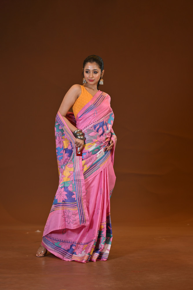 Image of Blended Silk Kantha Saree