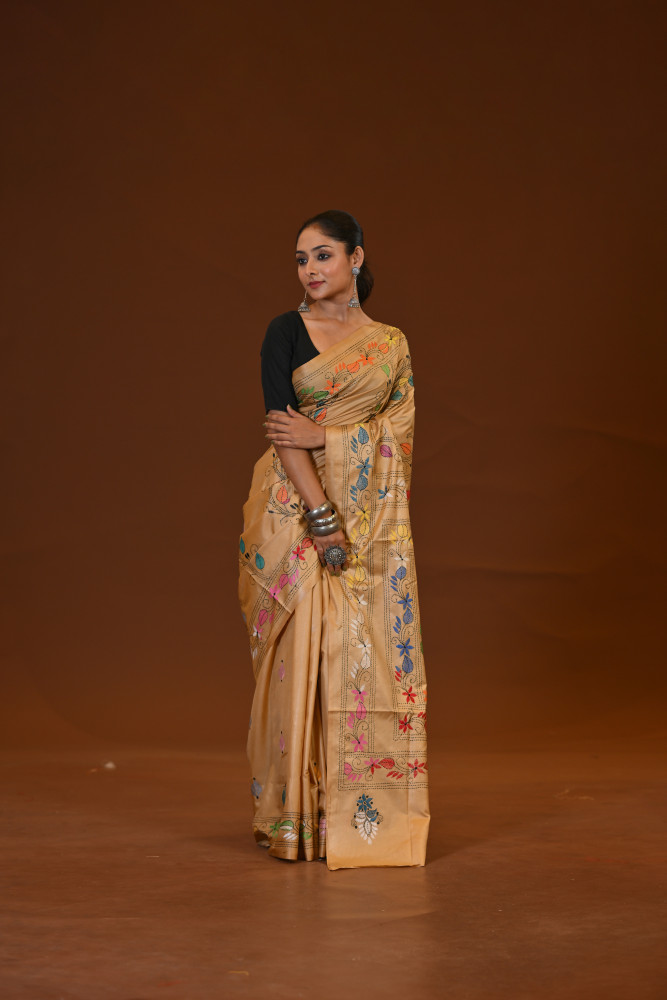 Image of Blended Silk Kantha Saree
