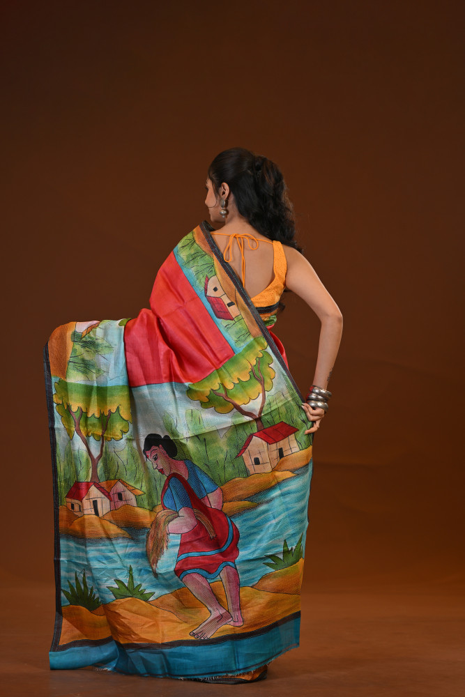 Tussar Hand-Print Saree