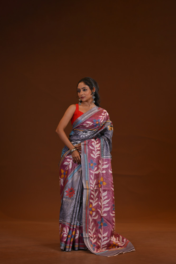 Tussar New Hand-Print Saree