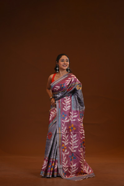 Tussar New Hand-Print Saree