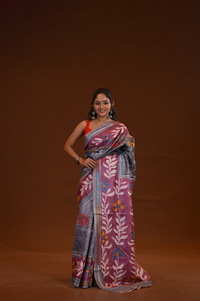 Tussar New Hand-Print Saree