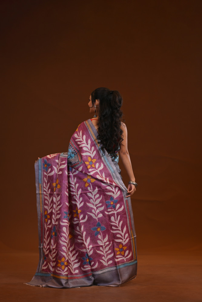Tussar New Hand-Print Saree