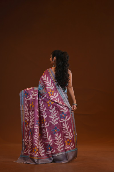 Tussar New Hand-Print Saree