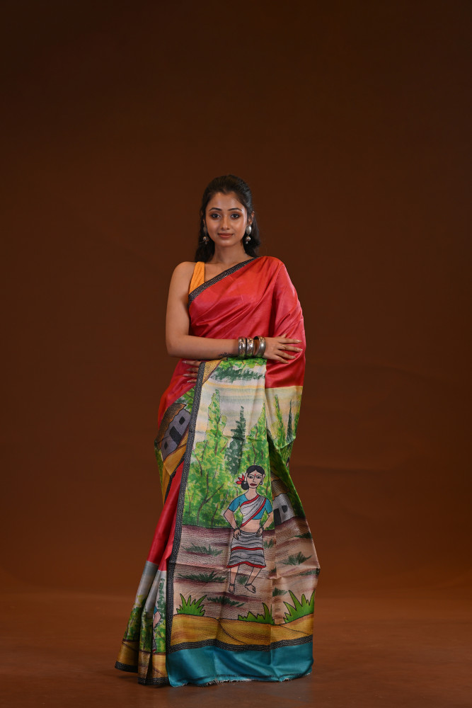 Tussar Hand-Print Saree