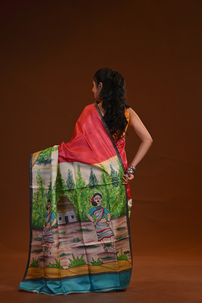Tussar Hand-Print Saree