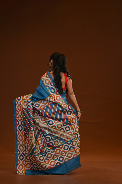 Pure Silk Kantha Stitch Saree