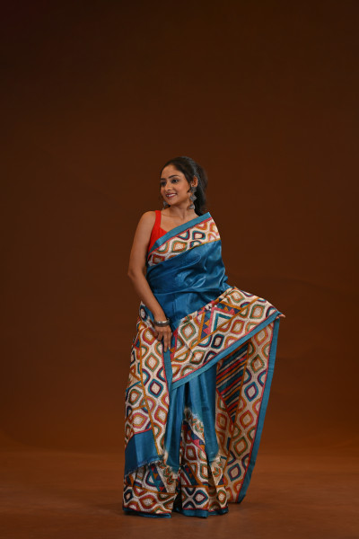 Pure Silk Kantha Stitch Saree