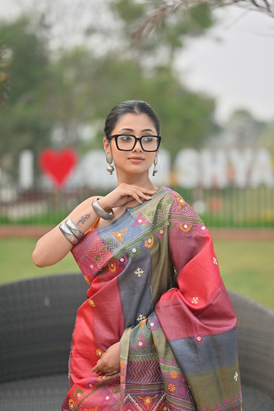 Tussar Diy Kantha Saree