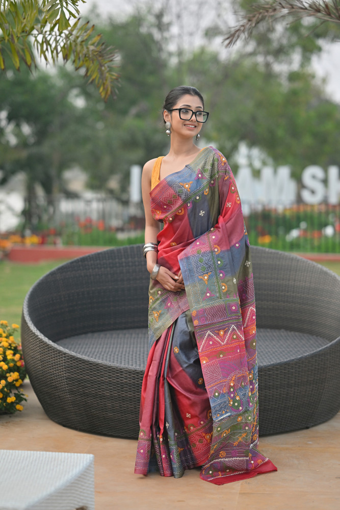 Tussar Diy Kantha Saree