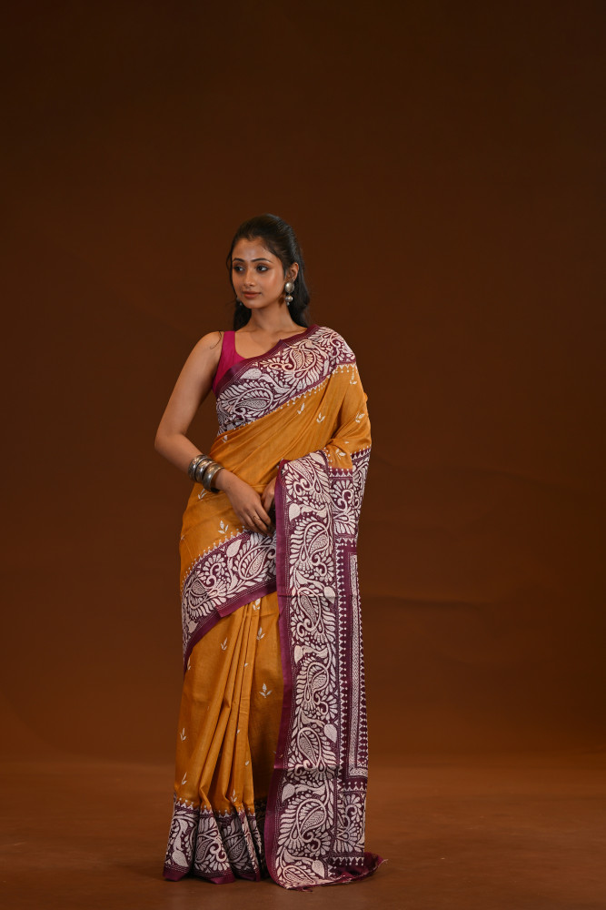 Pure Silk Kantha Stitch Saree