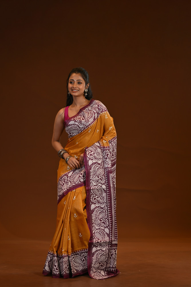 Pure Silk Kantha Stitch Saree