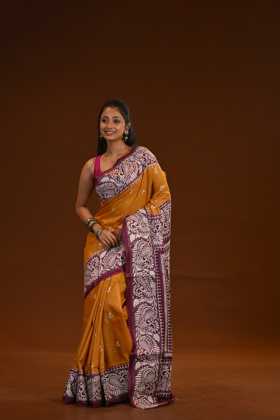 Pure Silk Kantha Stitch Saree