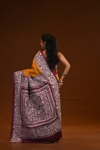 Pure Silk Kantha Stitch Saree