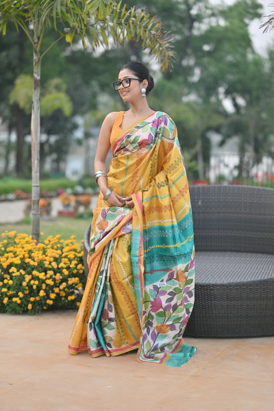 Tussar Hand-Print Saree