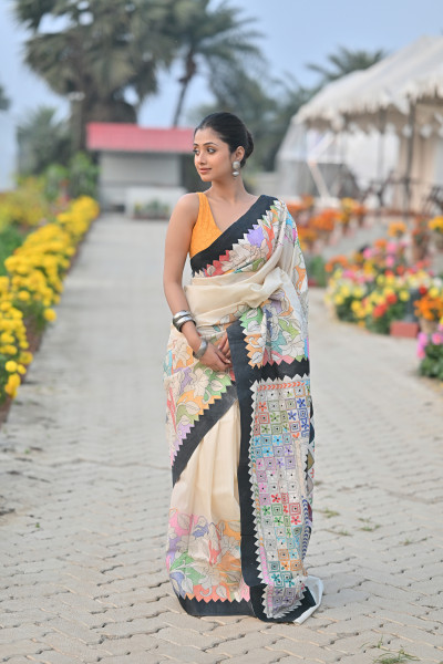 Tussar New Applique Saree
