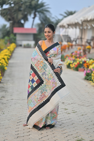 Tussar New Applique Saree