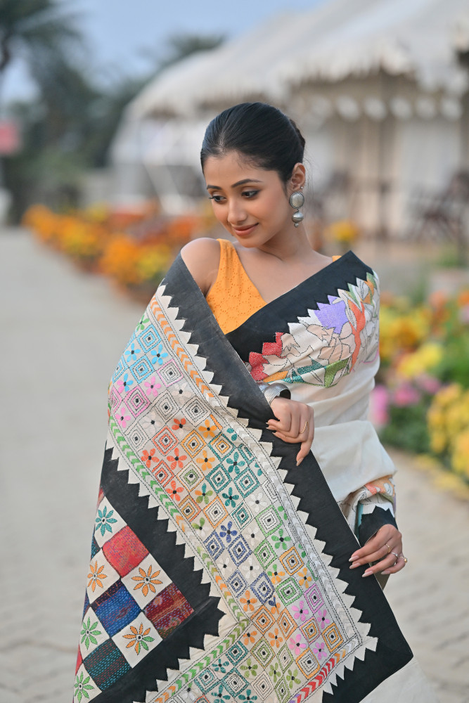 Tussar New Applique Saree