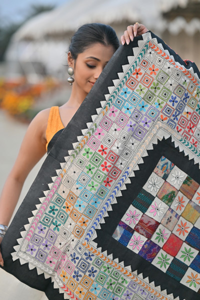 Tussar New Applique Saree