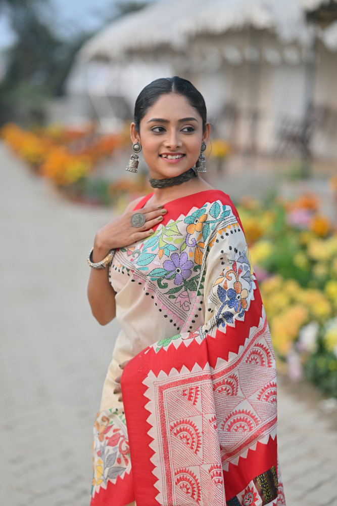 Tussar New Applique Saree