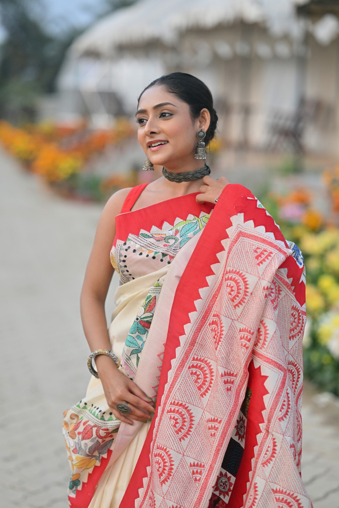 Tussar New Applique Saree