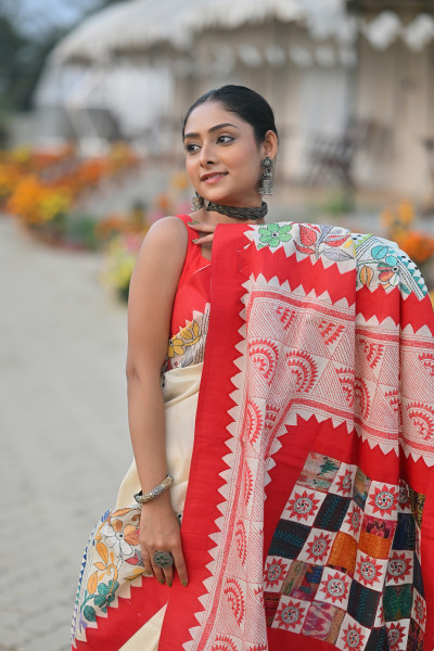 Tussar New Applique Saree