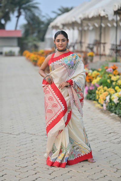 Tussar New Applique Saree