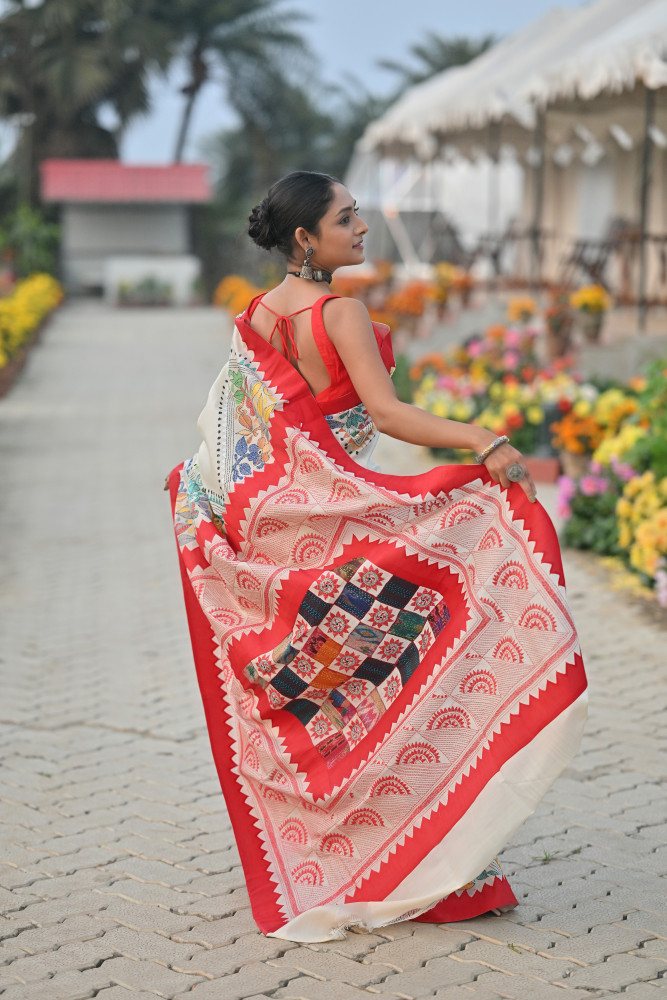 Tussar New Applique Saree