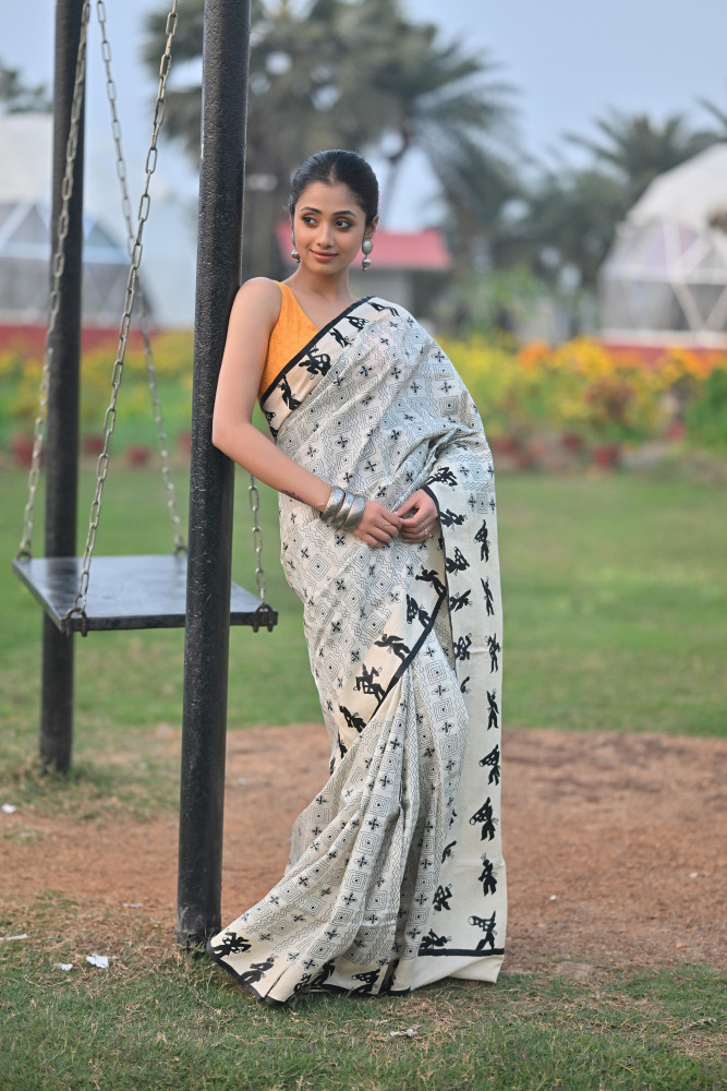 Tussar Bhoot Aplique Saree