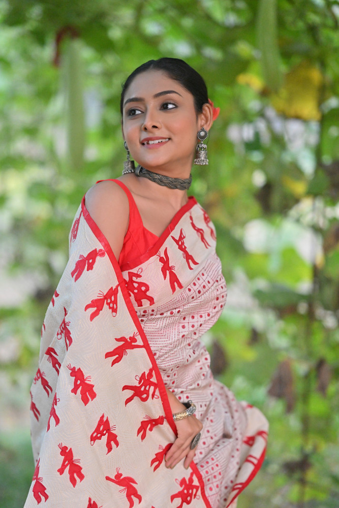 Tussar Bhoot Aplique Saree