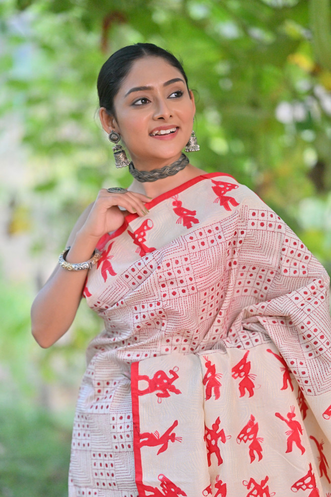 Tussar Bhoot Aplique Saree