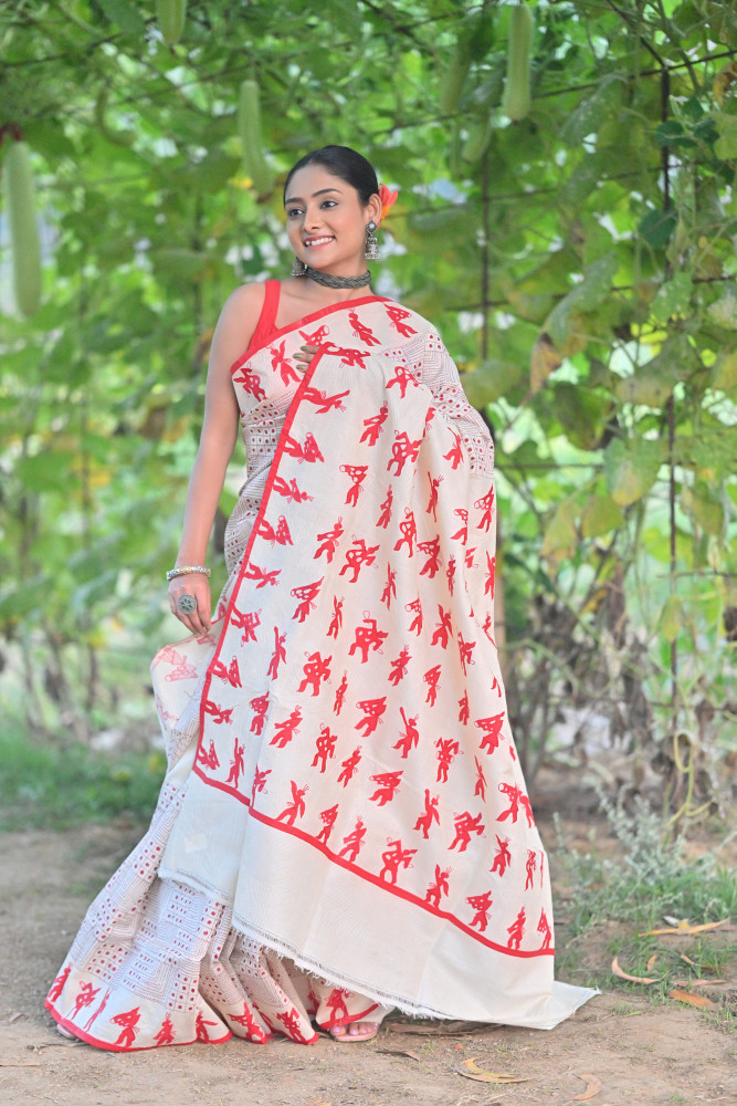 Tussar Bhoot Aplique Saree