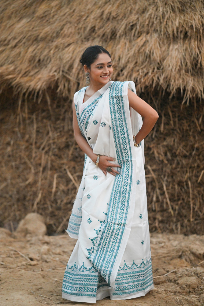 Pure Silk Kantha Stitch Saree