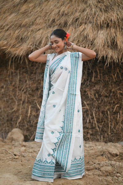 Pure Silk Kantha Stitch Saree