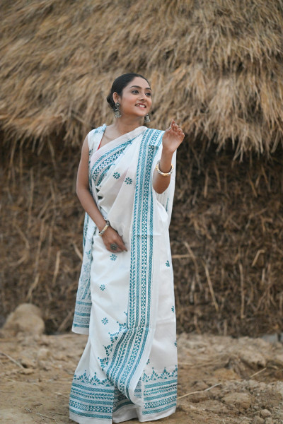 Pure Silk Kantha Stitch Saree