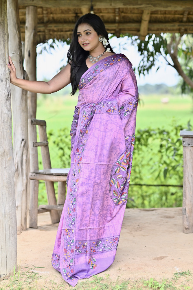 SHIVADUTI BLENDED SILK KANTHA SAREE