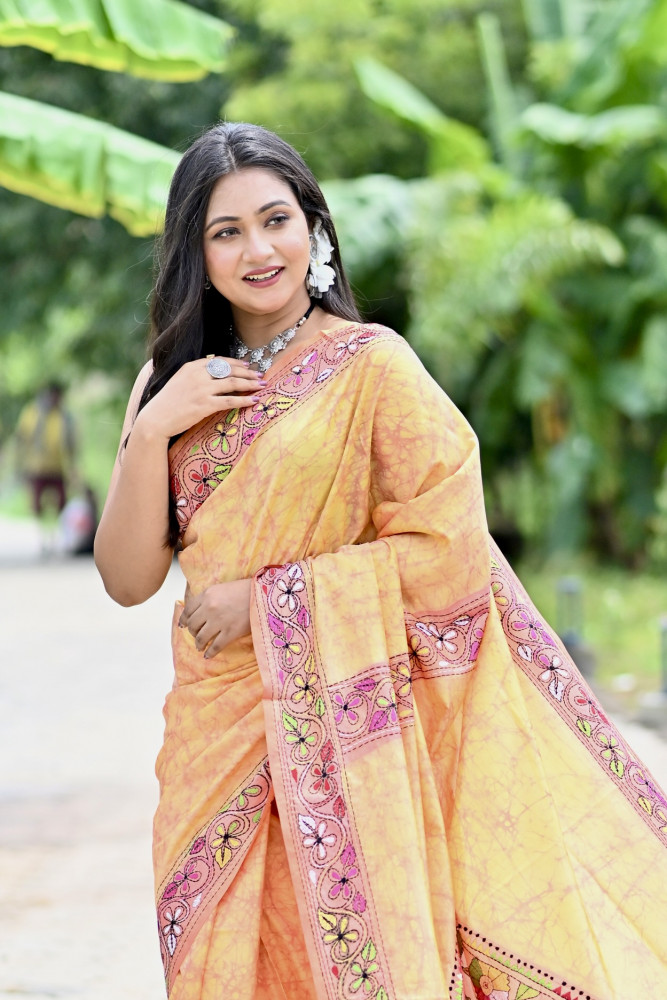 KARUNAMAYI BLENDED SILK KANTHA SAREE