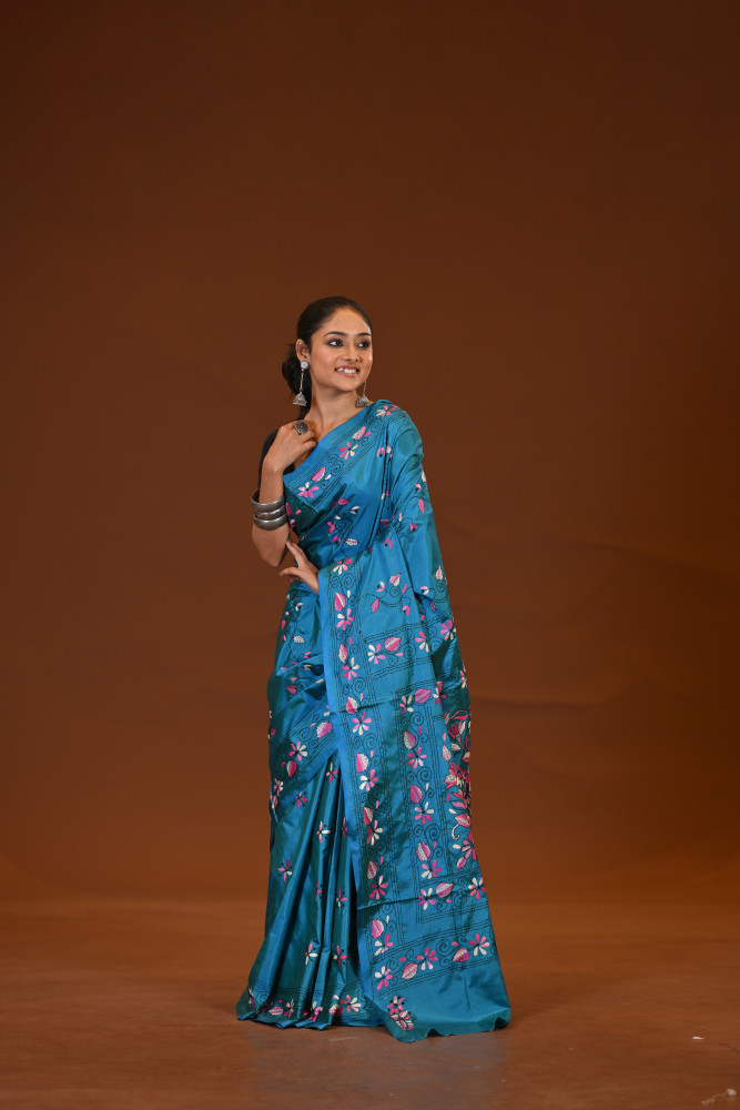 Image of Blended Silk Kantha Saree