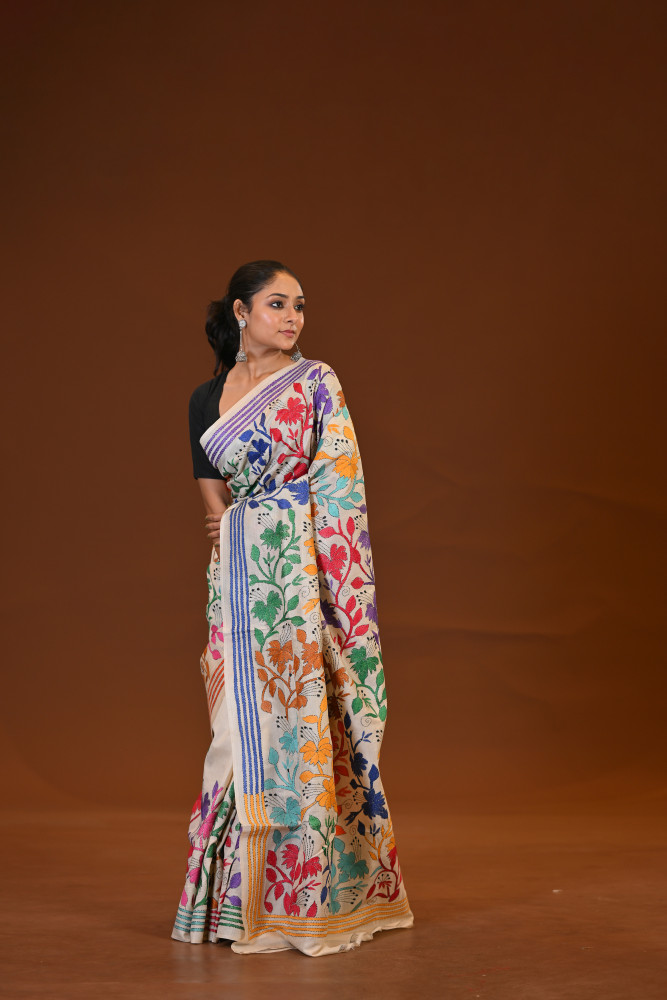 Pure Silk Kantha Saree