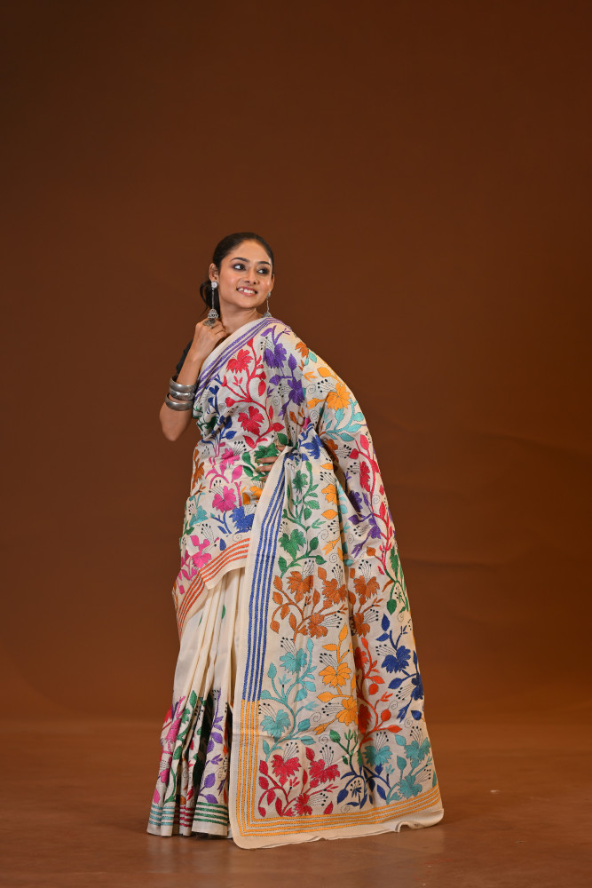 Pure Silk Kantha Saree