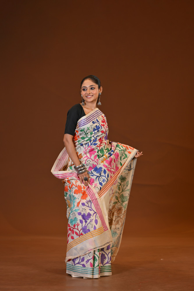 Image of Pure Silk Kantha Saree