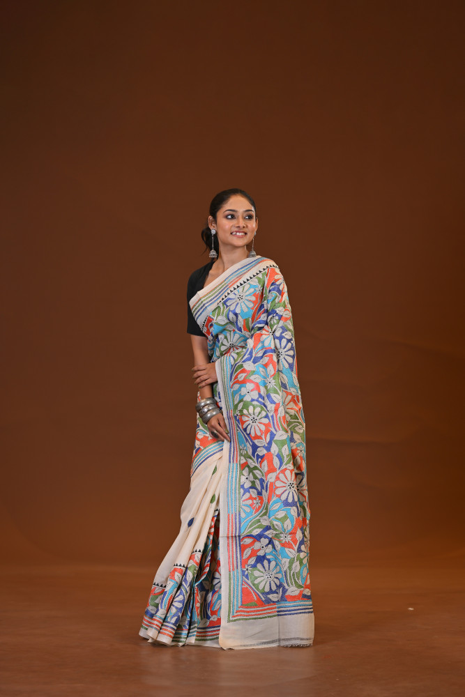 Pure Silk Kantha Saree