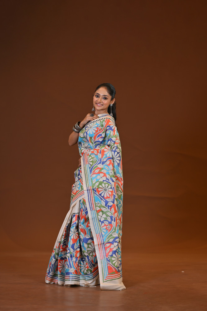 Pure Silk Kantha Saree