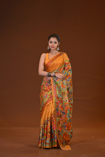 Pure Silk Kantha Stitch Saree