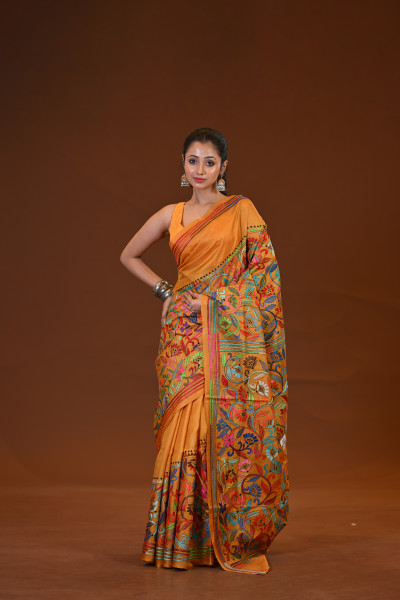 Pure Silk Kantha Stitch Saree