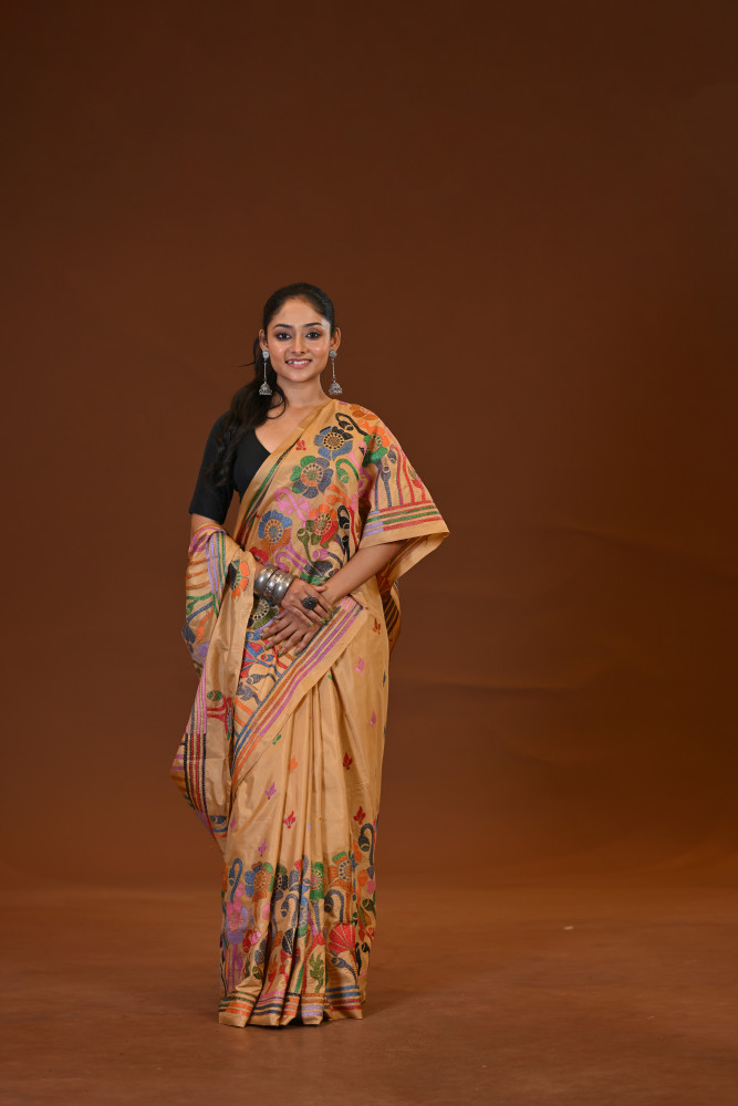 Image of Blended Silk Kantha Saree